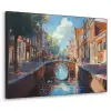 Stad - Gracht - Zon - Fietsen Textielframe zwart klein -3d