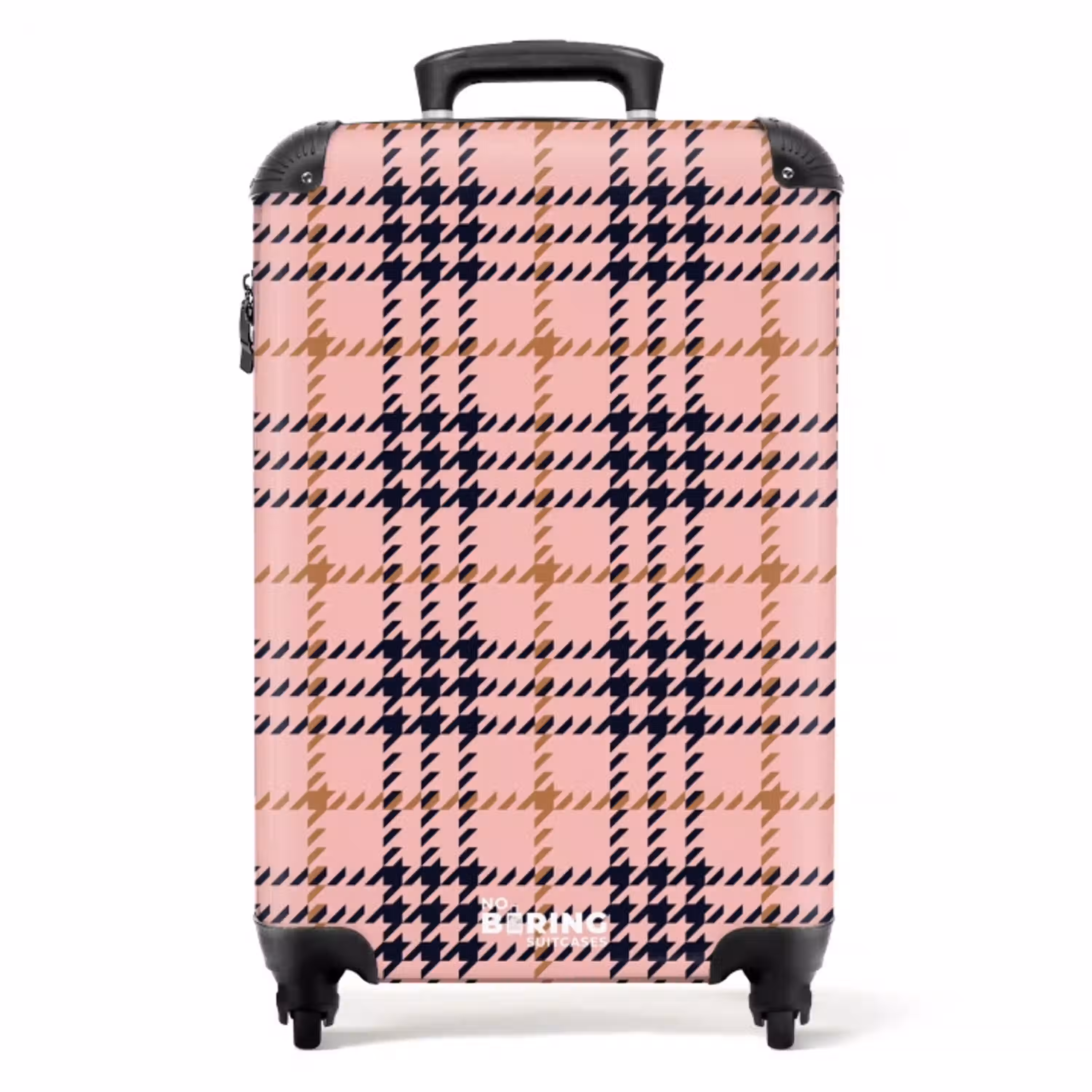 Roze geruite ruitstructuur symmetrisch NBS - Handbagage koffer - Kinderen Unisex middel -productfoto_recht