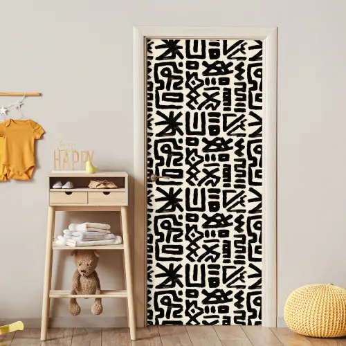 Geometrisch - Figuren - Zwart deurposter klein 289 -sfeer4