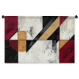 Modern - Abstract - Geometrisch - Rood - Industrieel Wandkleed katoen middel -zz3d