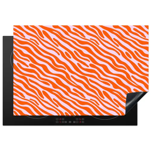 Strepen - Dynamisch - Oranje Inductie beschermer vinyl 3mm klein 276 -3d