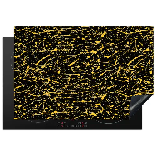 Spat - Waterverf - Geel - Zwart Inductie beschermer vinyl 3mm klein 276 -3d