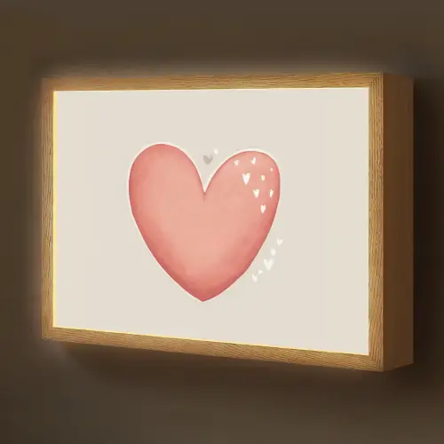 Rood - Hart - Beige Light Box met batterij (Wandlamp kind) middel -z3d_website