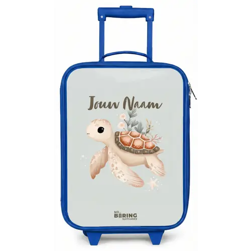 Bruine zeeschildpad in pastel onderwaterwereld Kinderkoffer - Blauw klein -zz3dotto