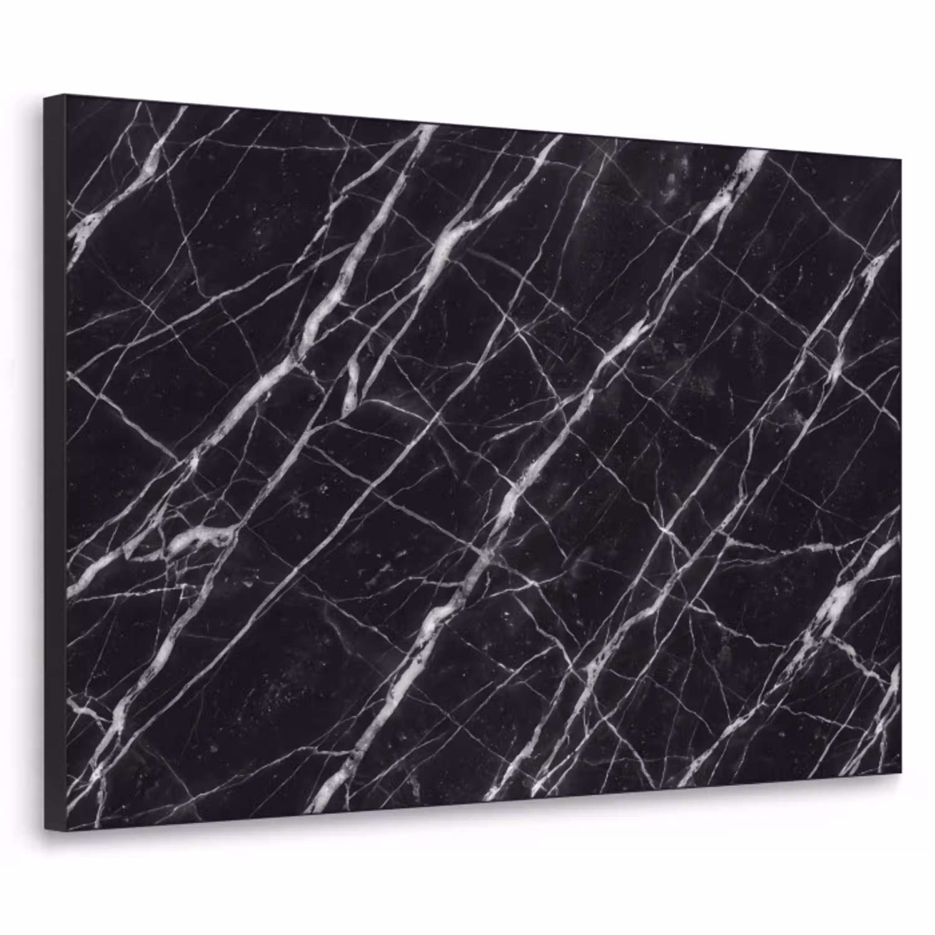 Marmer - Aders - Abstract - Zwart Textielframe zwart klein -3d