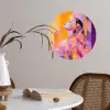 Abstract - Portret - Vrouw - Kleurrijk Wandcirkel behangsticker klein -sfeer3