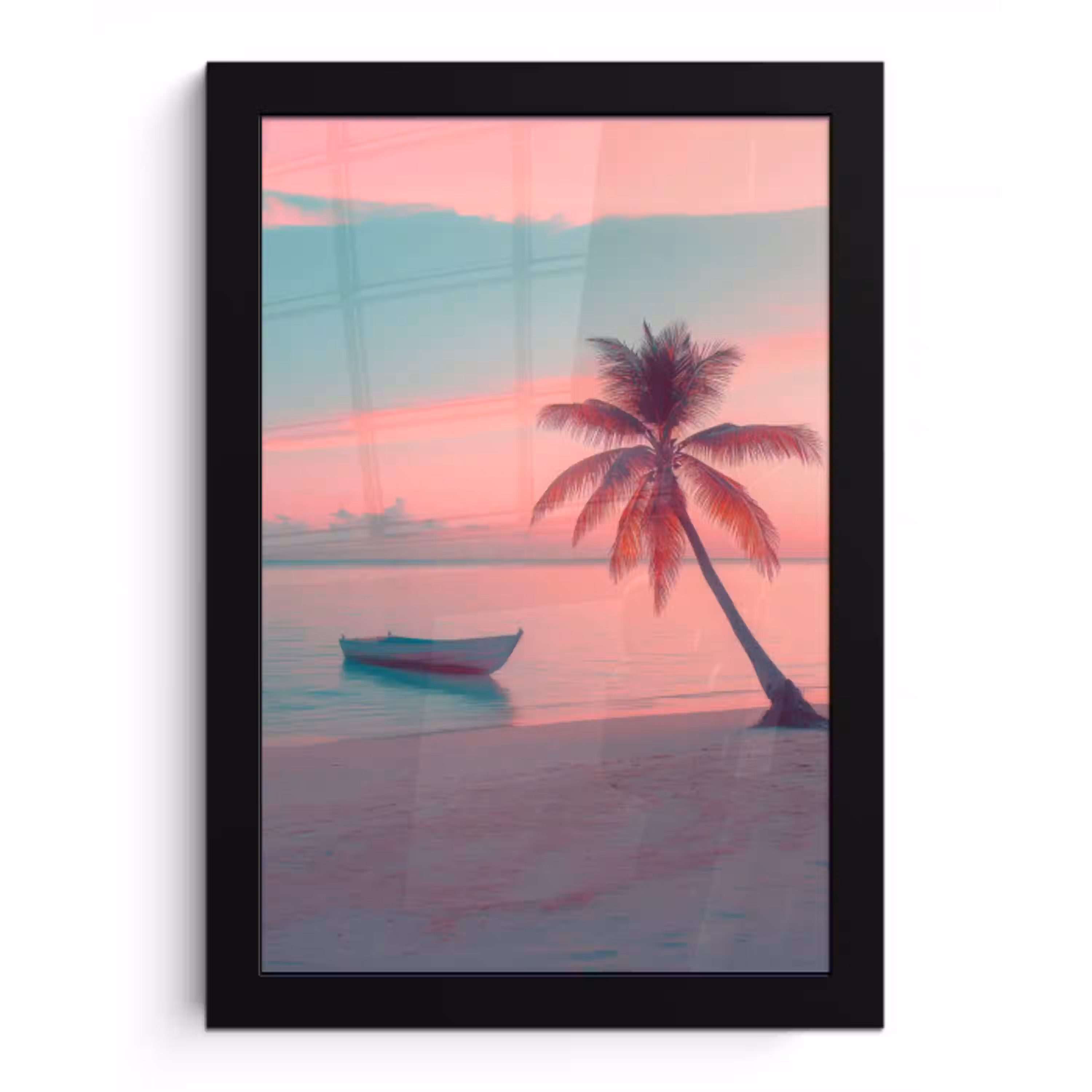 Zee - Boot - Zonsondergang fotolijst zwart zonder passe partout klein -3d
