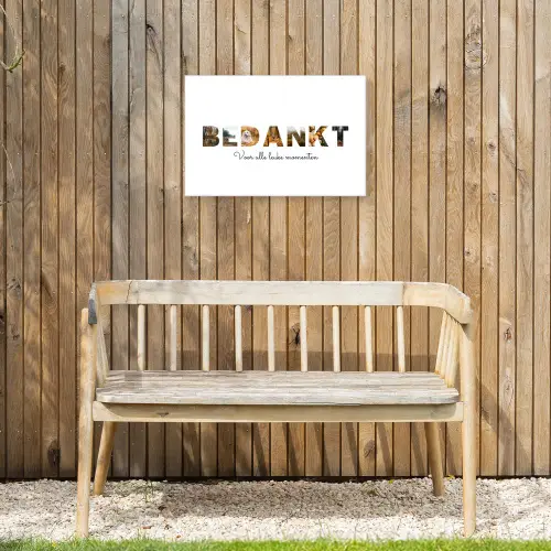 Bedankt - Lettercollage Tuinposter op houten frame 2 cm dik klein -sfeer4