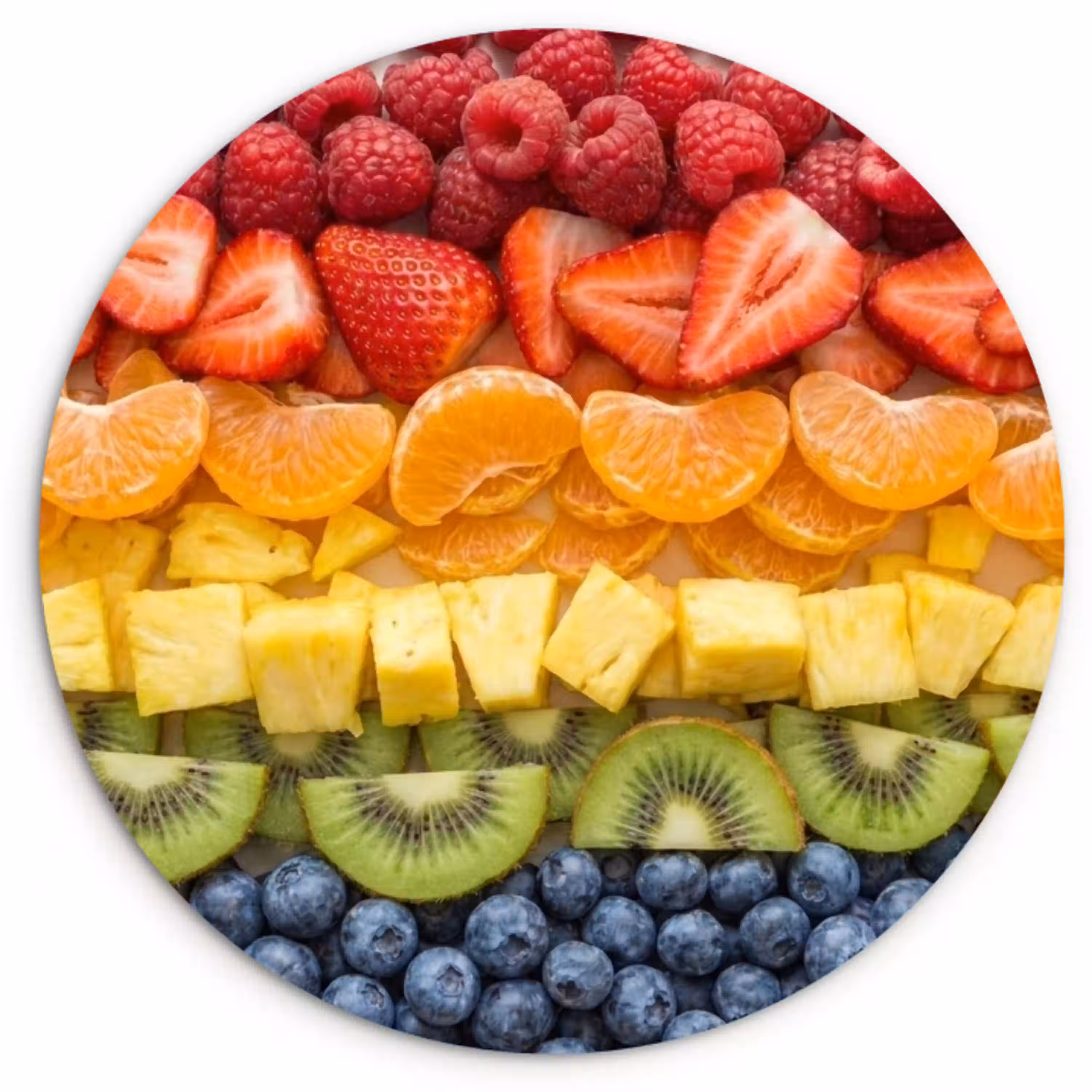 Fruit - Regenboog - Gezond - Kleurrijk Wandcirkel kunststof plaat 5mm dik klein -3d