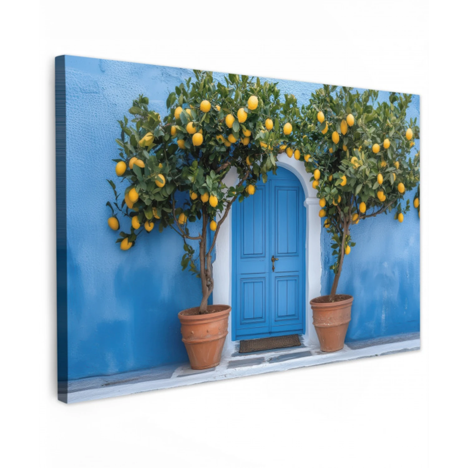 Citroenbomen - Geel - Deur - Potten Tuinposter op houten frame 2 cm dik klein -3d