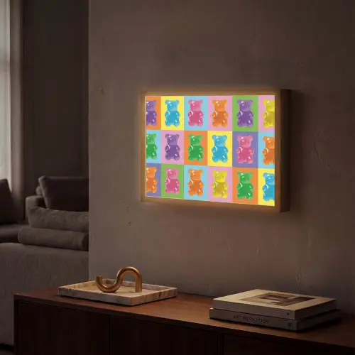 Art- Snoep - Kleurrijk Light Box met batterij (Wandlamp) middel -sfeer1