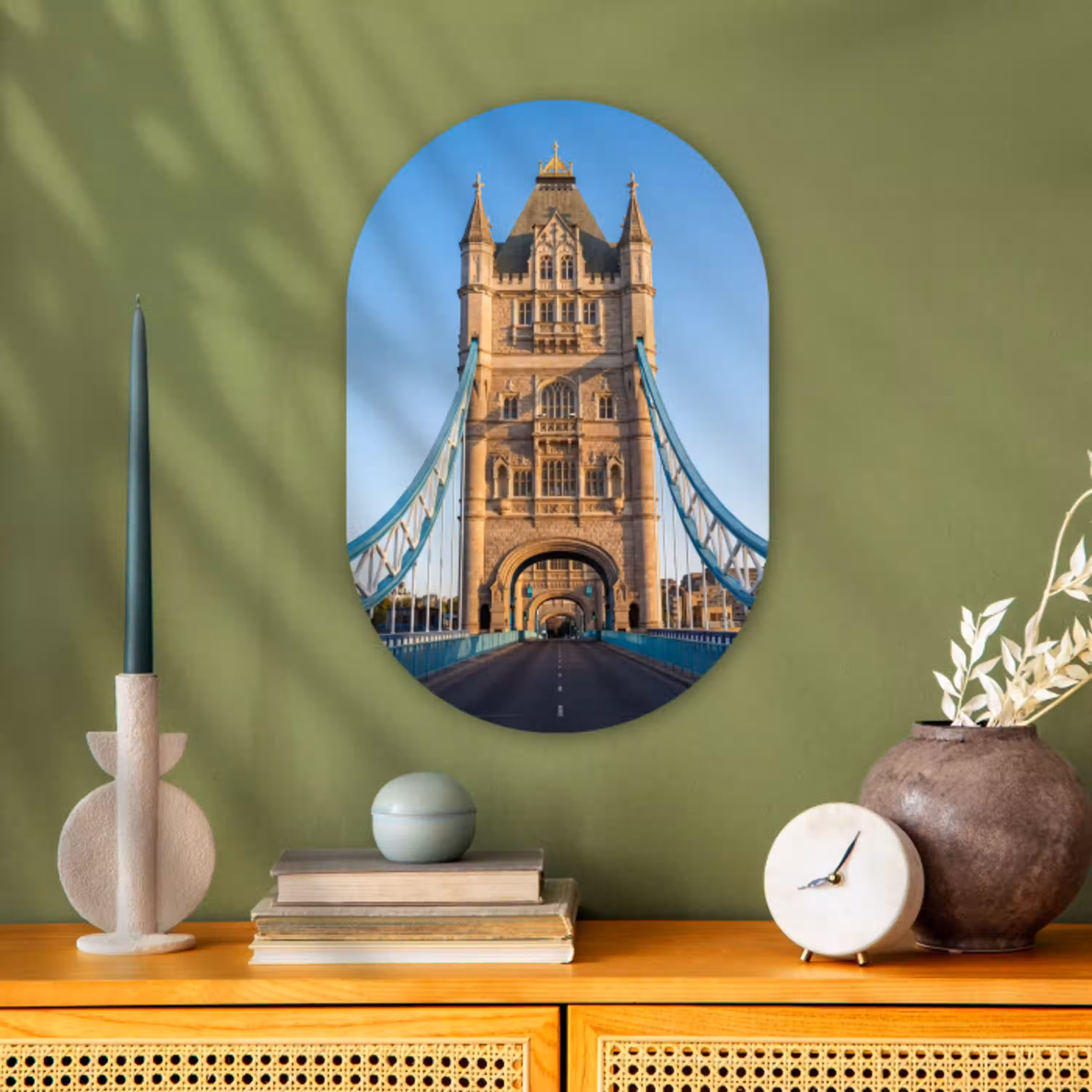 Brug - Toren - Architectuur - Klassiek - Blauw Wandcirkel Ovaal Forex klein -sfeer2