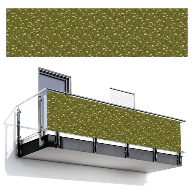Balkonsichtschutz - Rustikal - Blumen - Grün