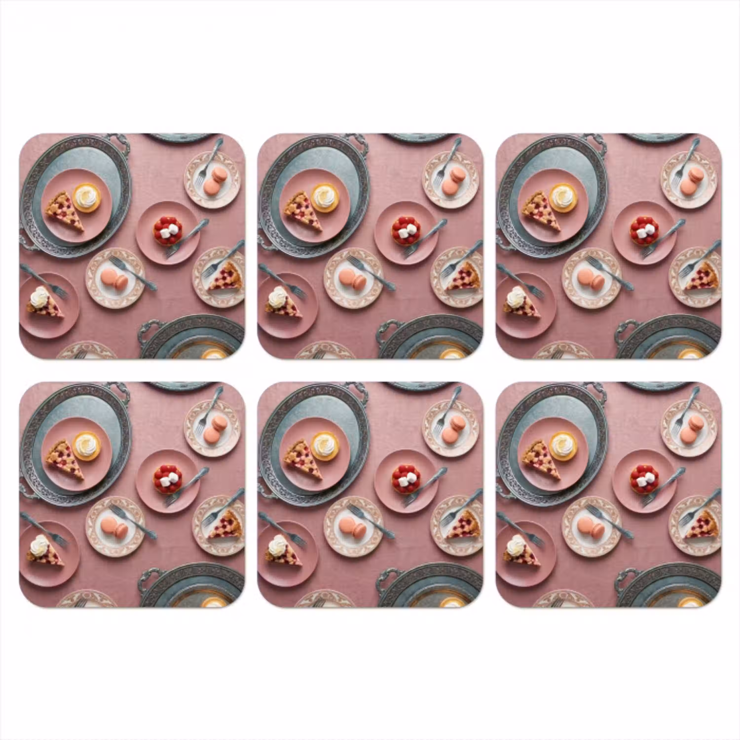 Dessert - Taart - Gebak - Zoet - Roze onderzetter kurk middel -3d