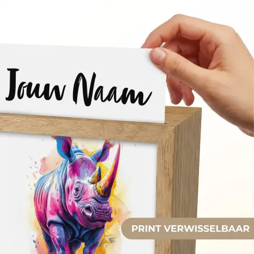 Neushoorn - Kleurrijk - Verf - Dieren Light Box met kabel (Kinderlampje) klein -USP_websiteprintNL