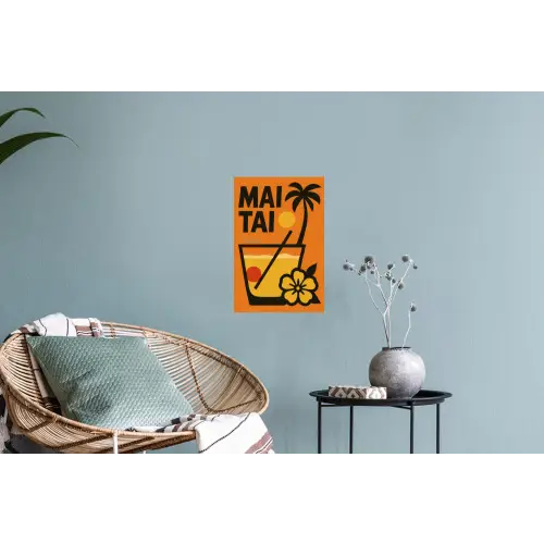 Palmboom - Bloem - Art - Drink Muursticker klein -plant