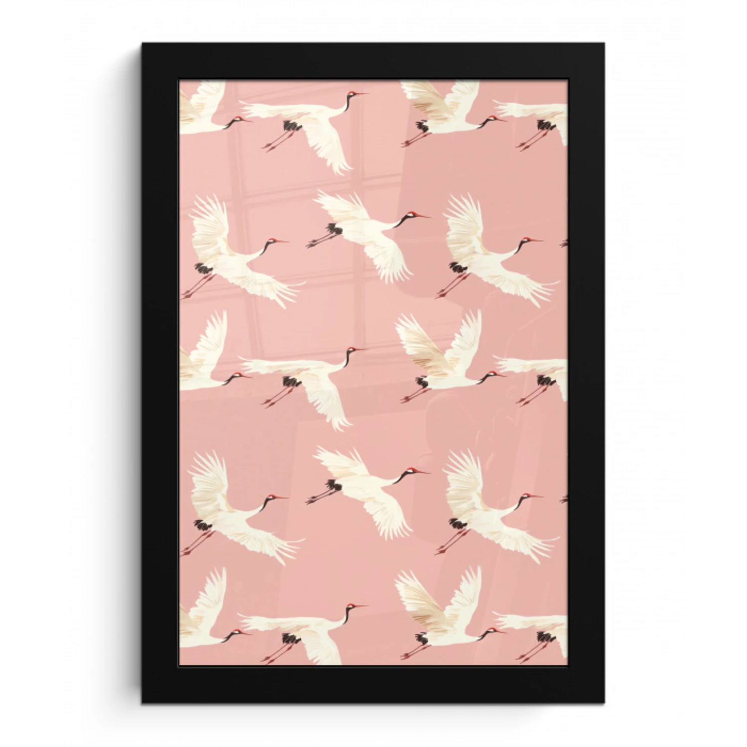 Modern - Kraanvogels - Roze fotolijst zwart zonder passe partout klein 224 -3d