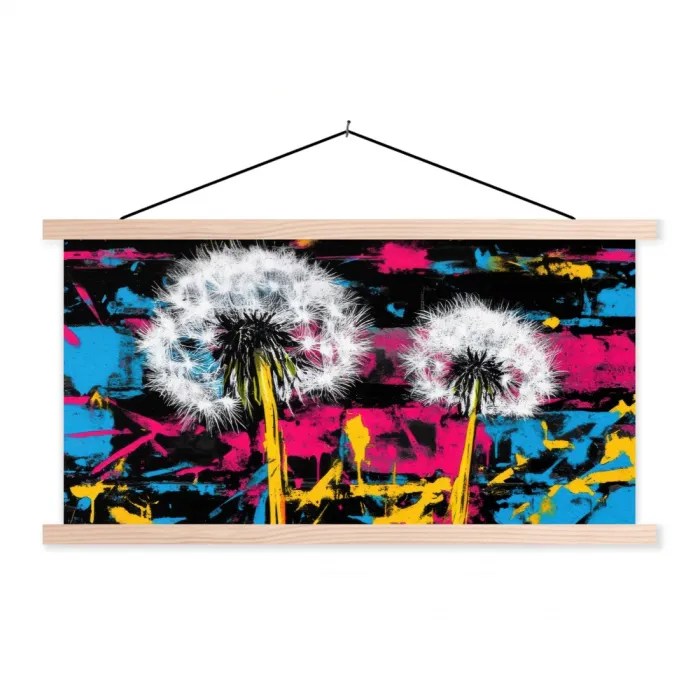 Street Art - Kleurrijk - Muur textielposter latten blank klein -3d