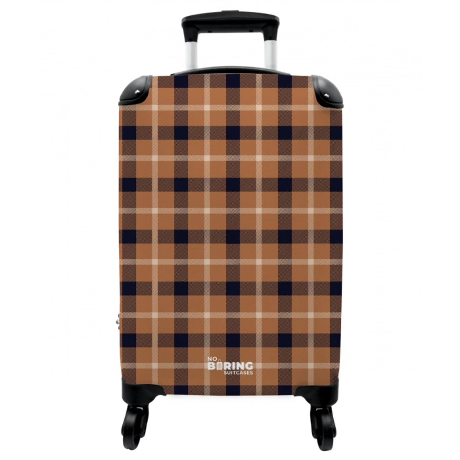 Klassiek dambordpatroon in camel en zwart NBS - Handbagage koffer - Vrouwen middel -3d