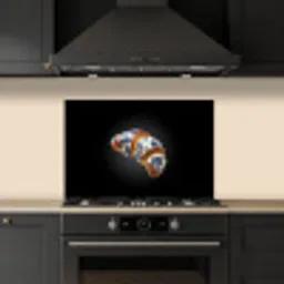 Croissant - Bloemenpatroon - Delftsblauw keuken achterwand spatscherm klein -sfeer1