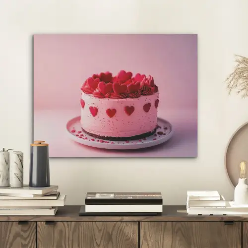 Taart - Hart - Roze PET vilt klein -sfeer1