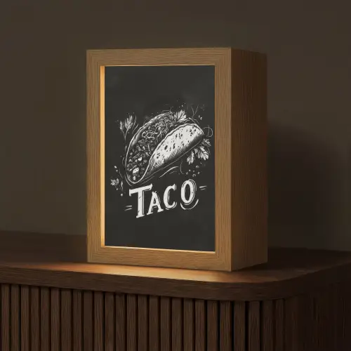 Taco - Kruiden - Witte krijtstijl - Tekst Light Box met kabel (Tafellamp) klein -z3d_website