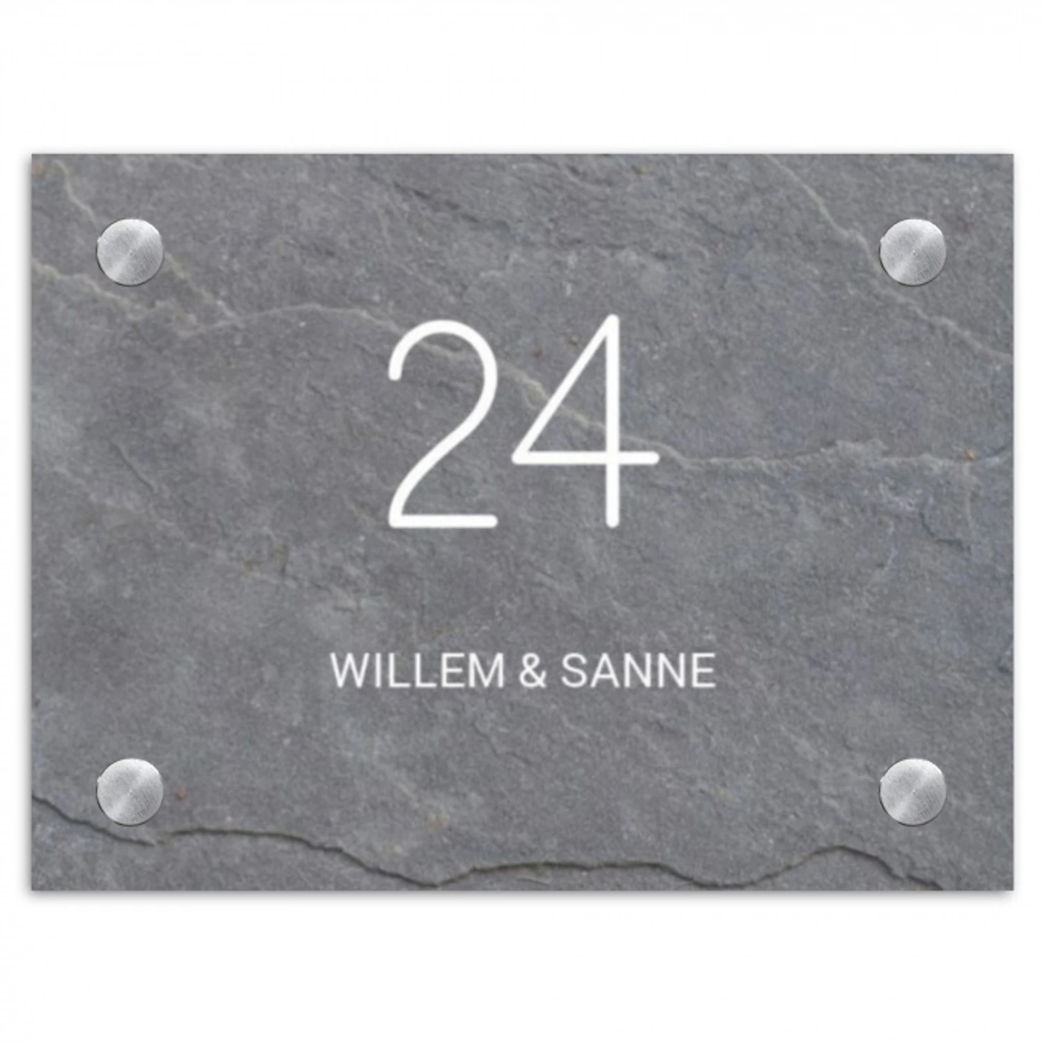 Grijze natuursteen - Klassiek Naambord Rechthoek middel -3d