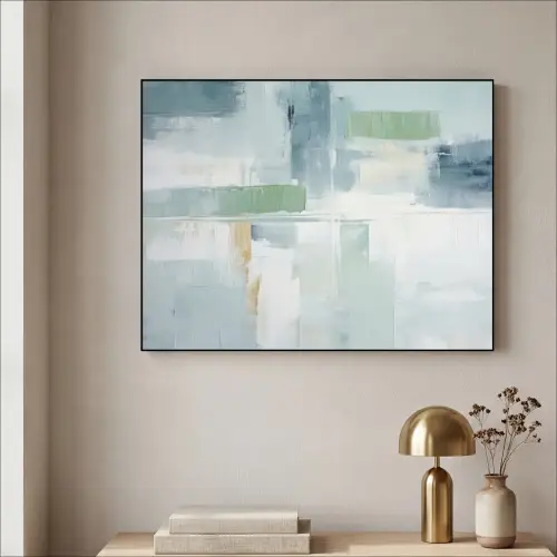 Verf - Moderne kunst - Abstract - Grijs Textielframe - compleet frame klein -sfeer2