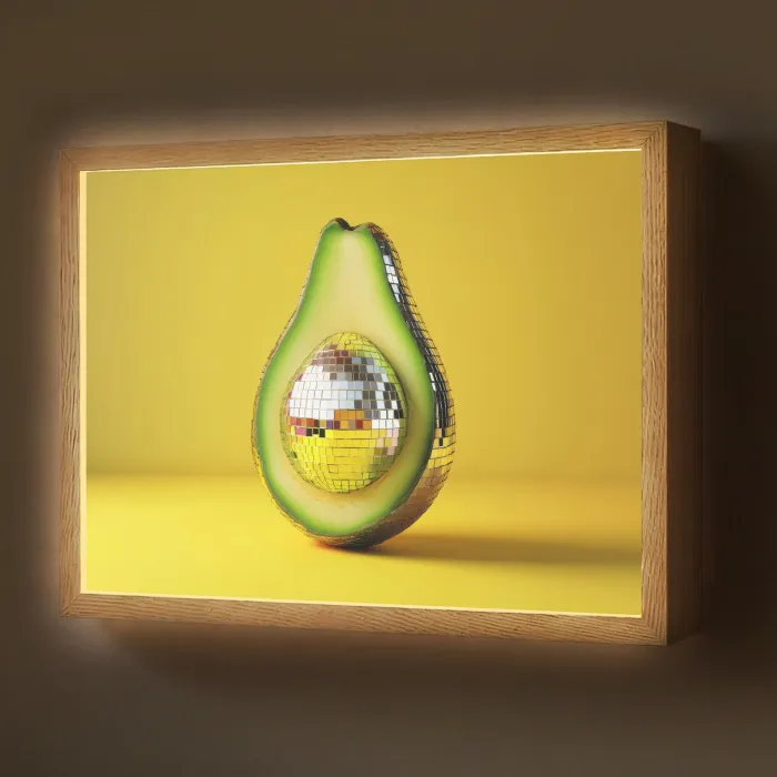 Avocado - Discobal - Geel - Glitter Light Box met batterij (Wandlamp) middel -z3d_website
