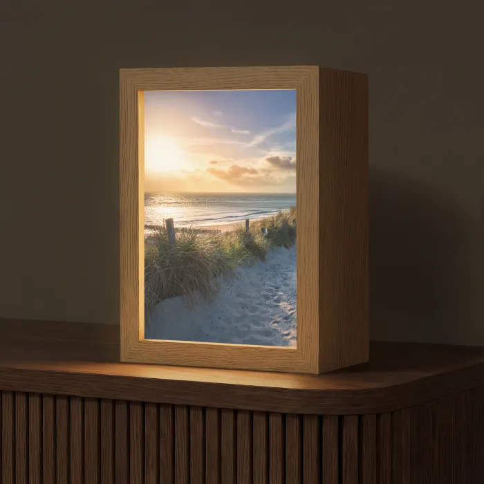 Zonsondergang - Strand - Duin - Gras - Bank Light Box met kabel (Tafellamp) klein -z3d_website