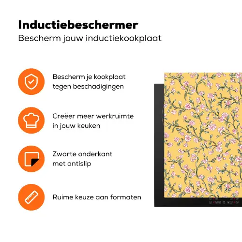 Bloemen - Motief - Geel Inductie beschermer vinyl 3mm klein 276 -zzzzzzz-td-ups