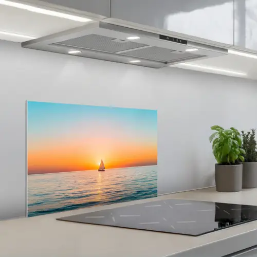 Zee - Zeilboot - Zonsondergang keuken achterwand spatscherm klein -3d_schuin