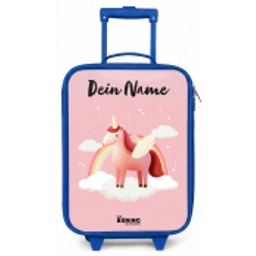 Eenhoorn - Vleugels - Roze - Regenboog Kinderkoffer - Blauw klein -zz3dotto