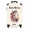 Wit paardenhoofd omringd door bloemen en vlinders NBS - Handbagage koffer - Kinderen Unisex middel -productfoto_recht
