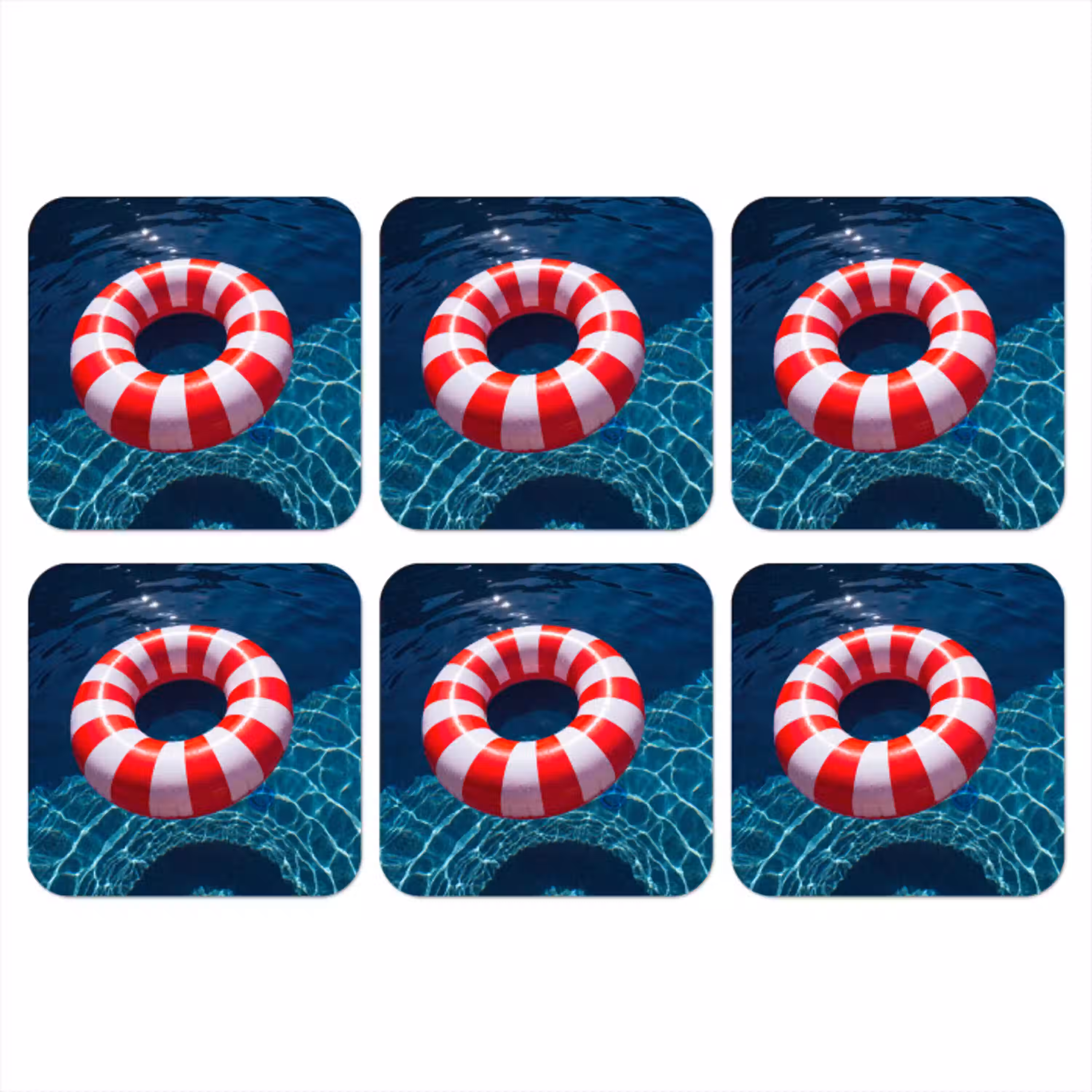 Recreatie - Water - Zomer - Rood - Wit onderzetter kurk middel -3d