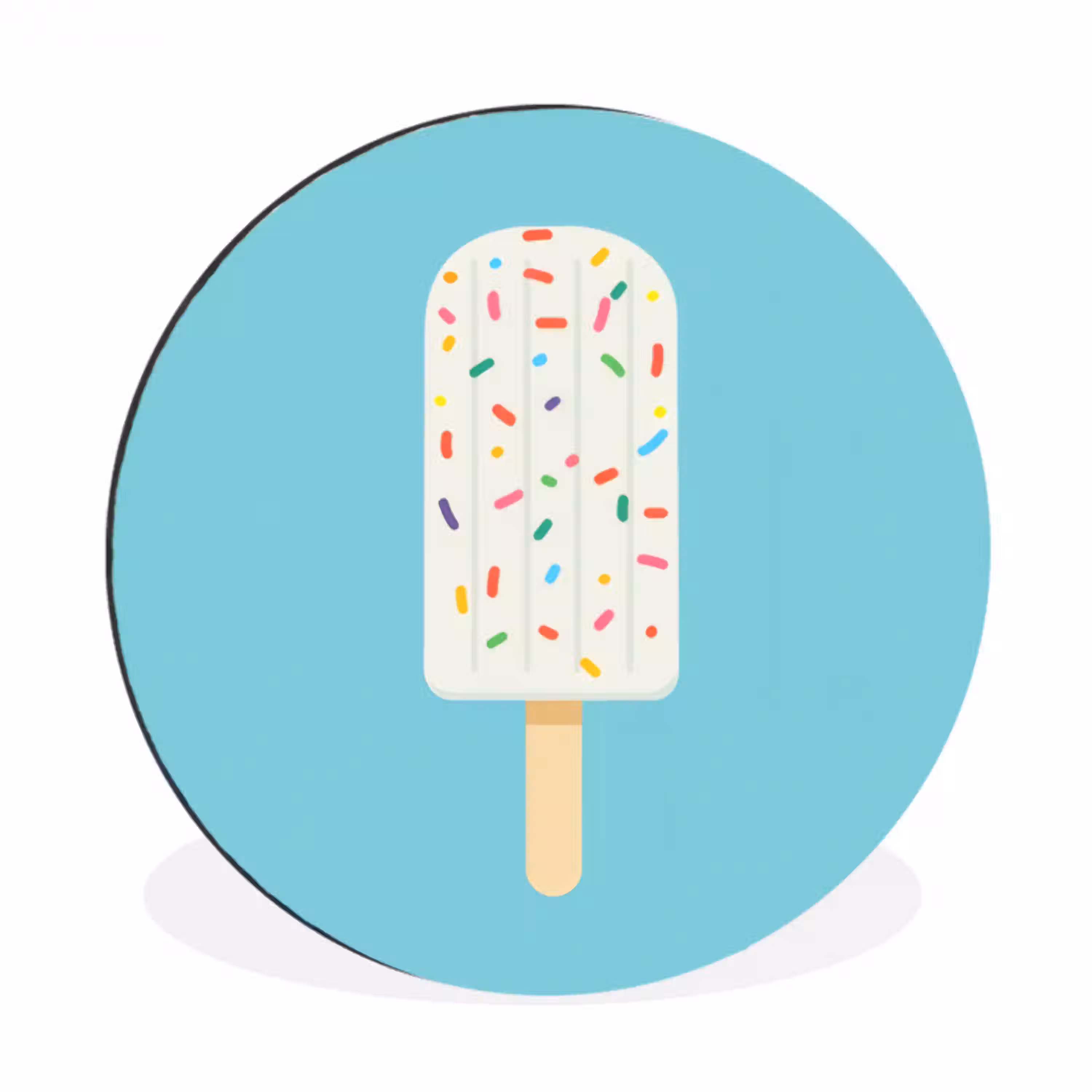 Ijsje - Stokje - Sprinkles - Lichtblauw Wandcirkel aluminium klein -3d