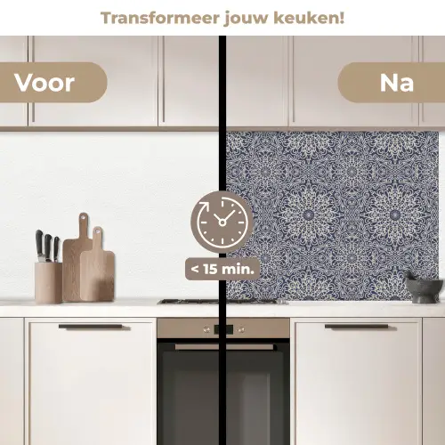 Mandala - Bloemen - Vintage - Patronen keuken achterwand 2 middel 871 -voor-na2_NL