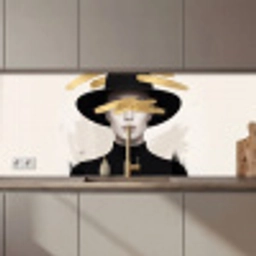 Vrouw - Portret - Modern - Goud - Kunst keuken achterwand 2 middel zz_3dshopping