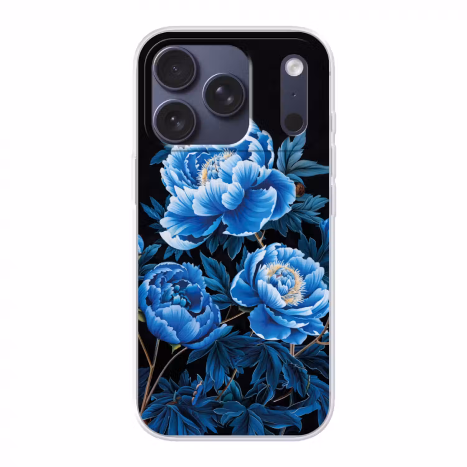 Handyhülle - Blumen - Schwarz - Blau - Modern