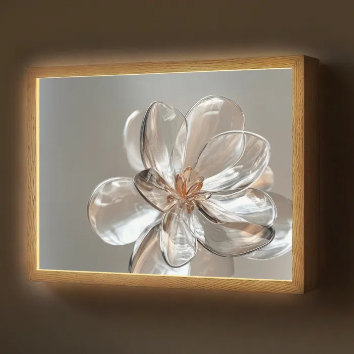 Bloem - Glazen - Doorzichtig Light Box met batterij (Wandlamp) middel -z3d_website