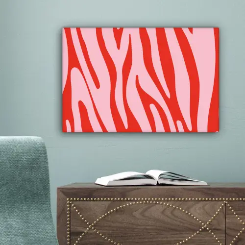 Zebraprint - Roze - Rood - Dierenprint canvas 2cm klein -sfeer4