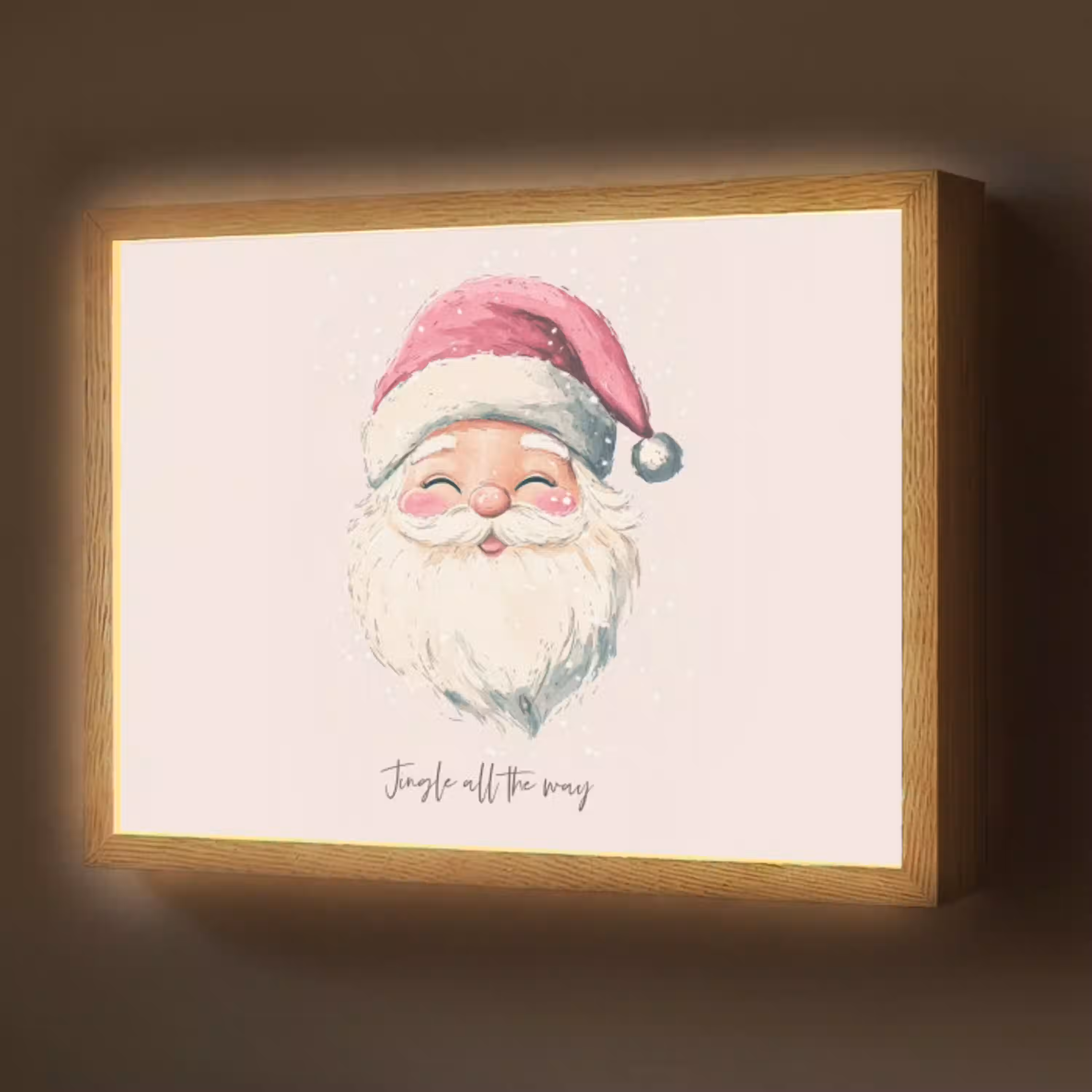Kerstman - Kerst - Quote - Beige Light Box met batterij (Wandlamp) middel -z3d_website