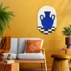 Vaas - Blauw - Geblokt - Modern Wandcirkel Ovaal Forex klein -sfeer4
