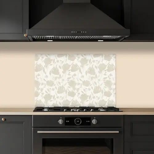 Bloemenpatroon - Silhouet - Wit keuken achterwand spatscherm klein 900 -sfeer1