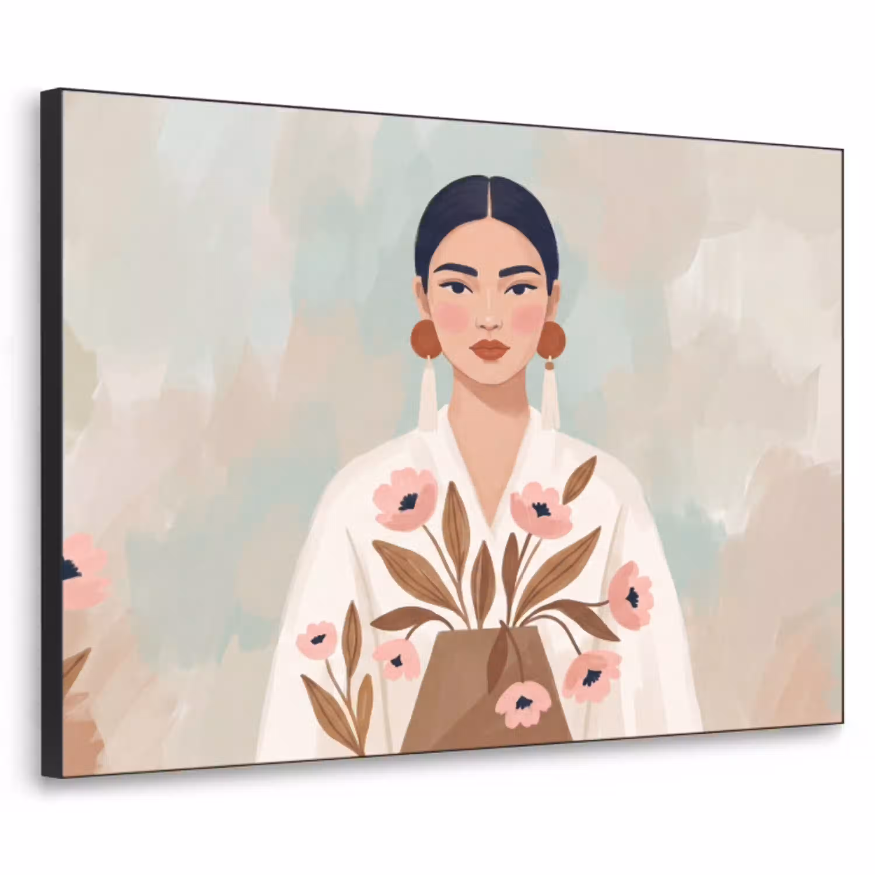 Vrouw - Kimono - Pastel Textielframe zwart klein -3d