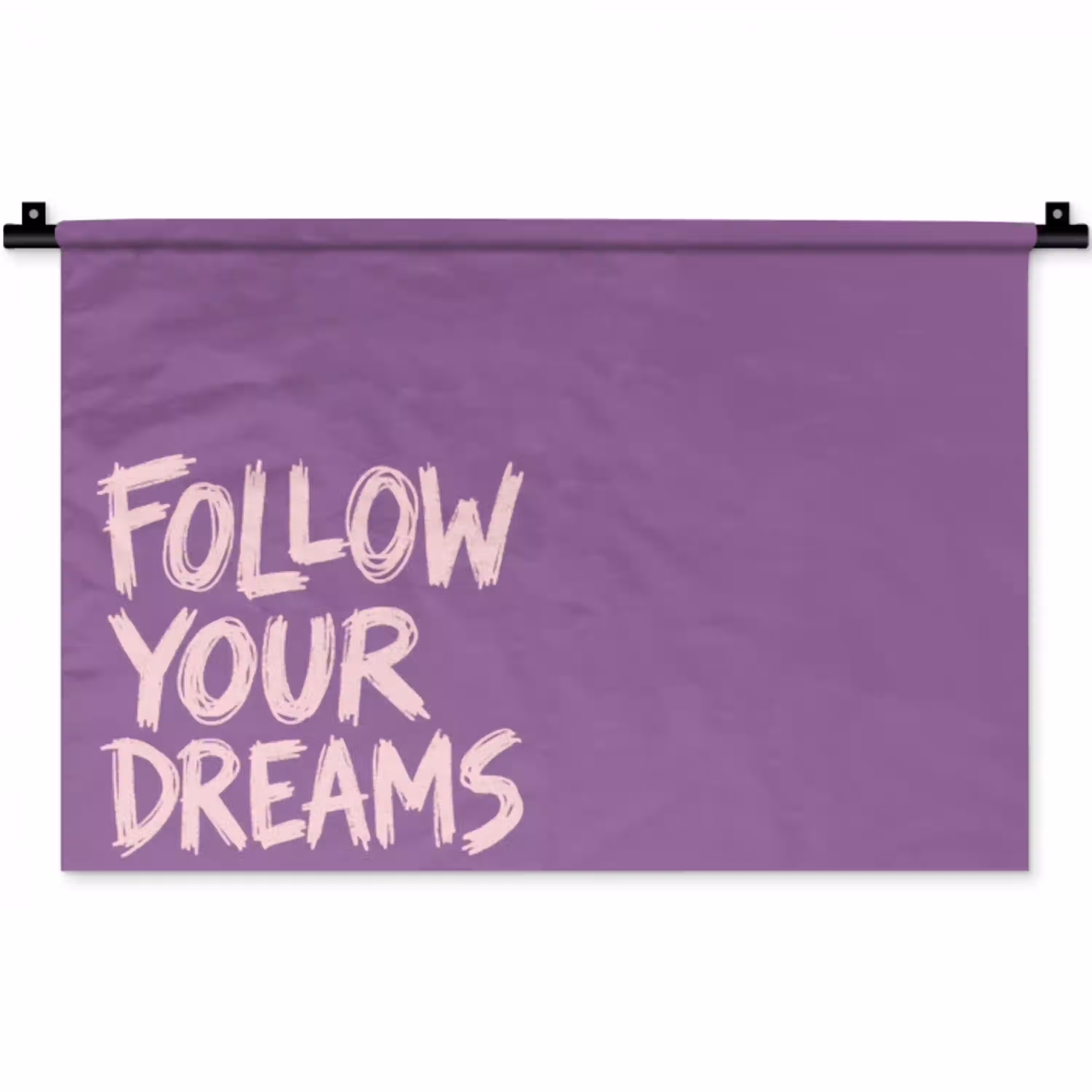 Follow your dreams - Paars - Penseeltextuur Wandkleed katoen klein -zz3d