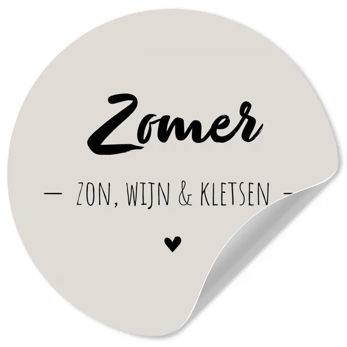 Wijn - Zomer zon, wijn & kletsen - Quotes - Tekst Wandcirkel behangsticker klein -3d