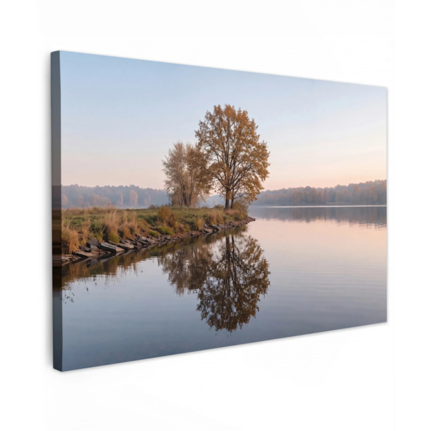 Bomen - Reflectie - Water - Zonsopgang - Serene canvas 2cm klein -z3d