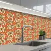 Patronen - Vintage - Bloem - Oranje keuken achterwand 2 middel 871 -3d_schuin