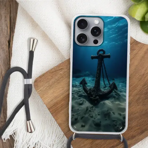 Anker - Ijzer - Zeebodem - Zand Hoesje iPhone 16 Pro Max met koord klein -sfeer4
